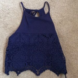 Navy blue crop top. NEVER BEEN WORN.